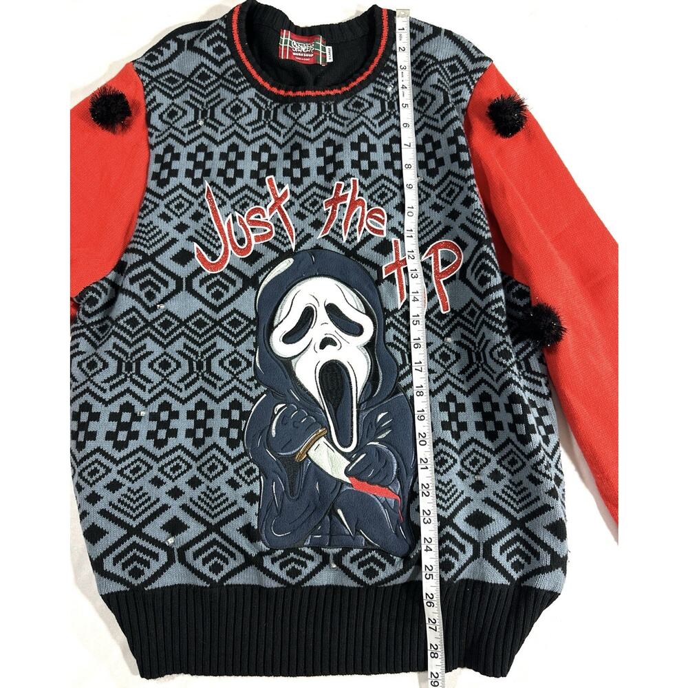 Spencer’s Ghost Face Just the Tip Light Up Sweater XL Scream Horror Christmas - Picture 6 of 13